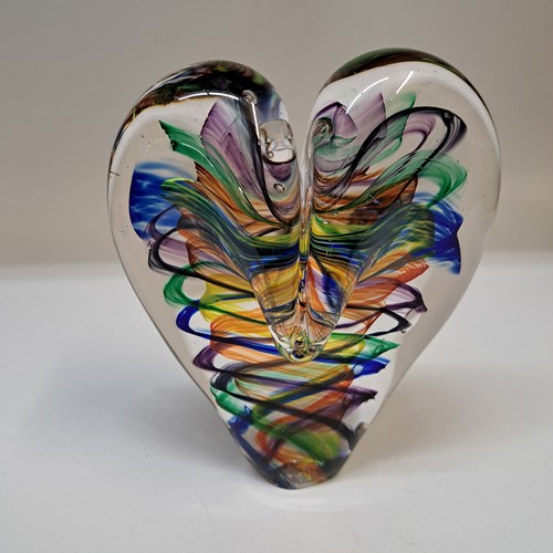 DG-166 Blown Glass Heart Rainbow Sizzle $112 at Hunter Wolff Gallery
